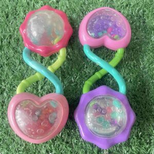 ของเล่น Bright Starts Rattle and Shake Barbell Toy, Pretty in Pink