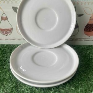 จานรองแก้วเซรามิกสีขาว