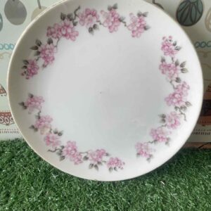 จานอาหารค่ำลายดอกไม้สีชมพู